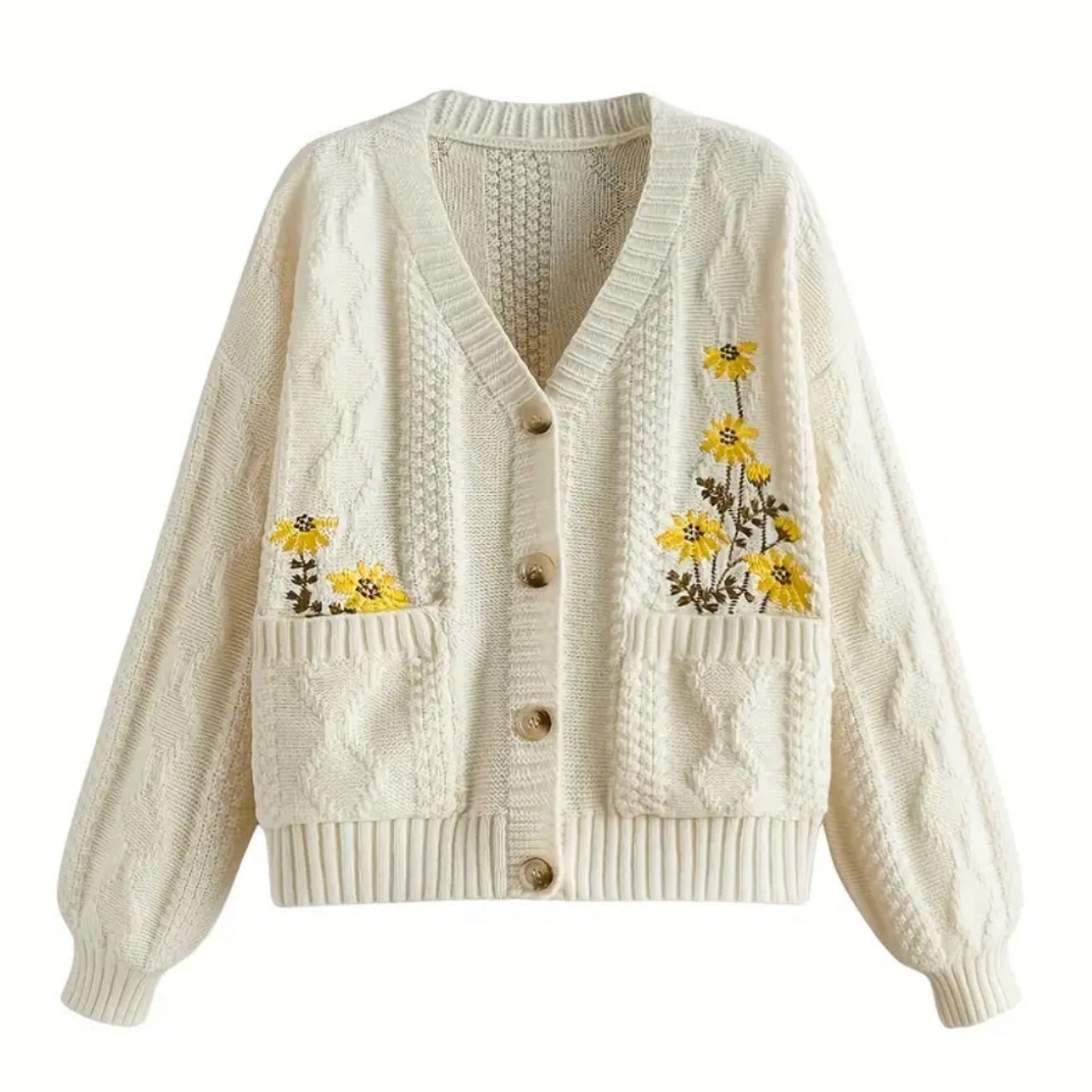 Floral Embroidered Cardigan